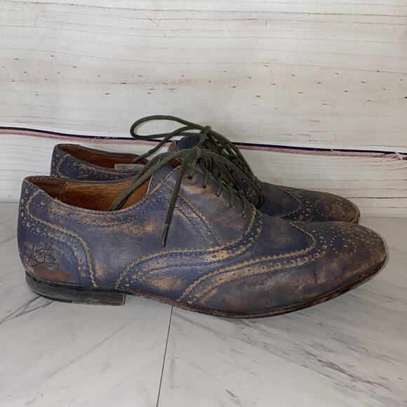 John Fluevog Grey Leather Distressed Oxford Shoes Size 6 main image 9